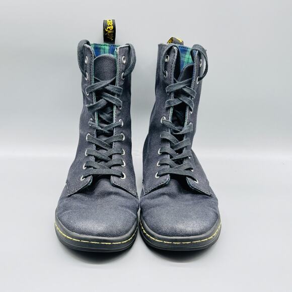 Dr Martens Boots Womens 8 Black Canvas Stratford Lace Up High Top Casual Comfort - Picture 3 of 11